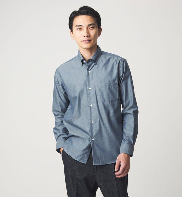 UNITED ARROWS green label relaxing「エブリット Cブラッシュド ヘリンボーン スナップ ボタンダウン シャツ -イージーアイロン・抗菌-」|シャツ・ブラウス|COBALT