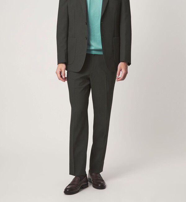 UNITED ARROWS green label relaxing「A+ ポリエステル シャークスキン スタンダード イージー セットアップ パンツ スラックス -ウォッシャブル」|スラックス|DK.GREEN