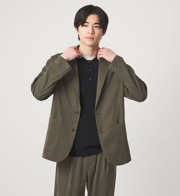UNITED ARROWS green label relaxing「DICROS ポリエステル ツイル リラックス ジャケット -ストレッチ・撥水-」|テーラードジャケット|OLIVE