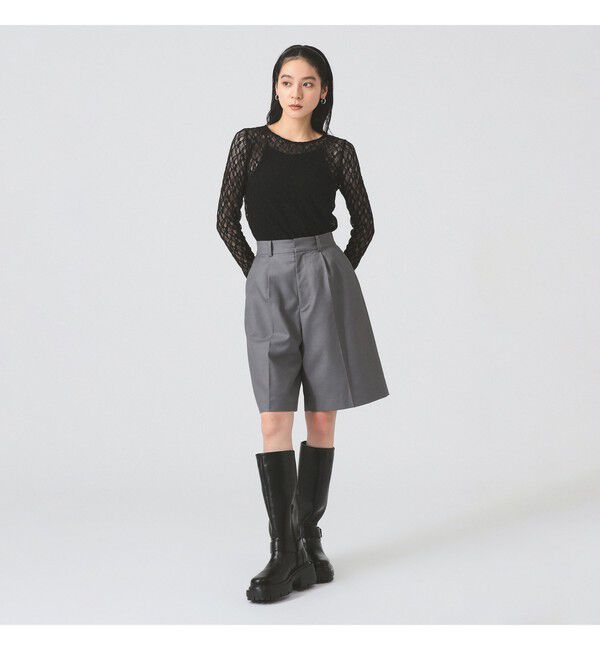 Ray BEAMS 「ストレッチレース クルーネック Tシャツ」|Tシャツ・カットソー|