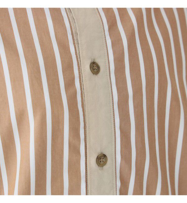 BEAMSBOY「maturely / ストライプ アンド ソリッド カットオフ ロングスリーブ シャツ」|シャツ・ブラウス|