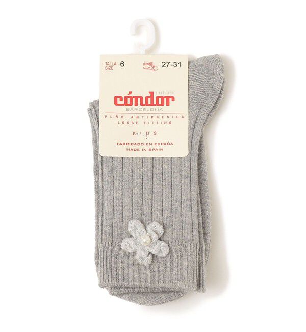 SHIPS KIDS「condor:フラワー リブ ソックス」|ソックス|ライトグレー