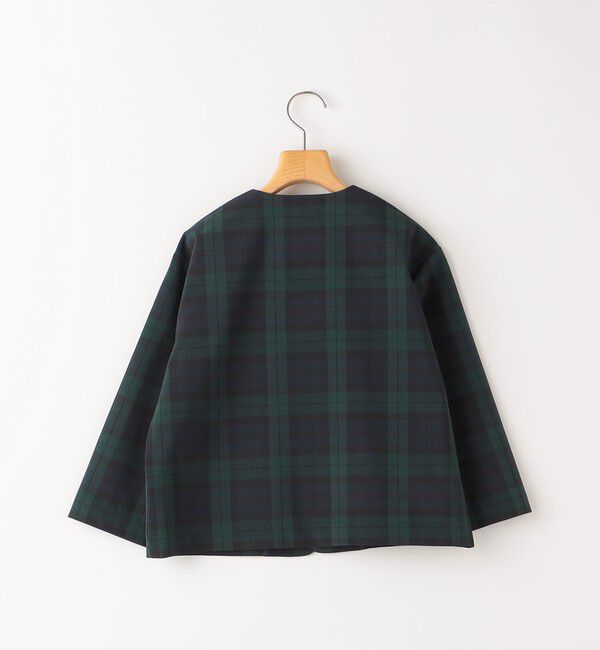 SHIPS KIDS「SHIPS KIDS:100～130cm /〈多機能〉ブラックウォッチ ノーラペル ジャケット」|ノーカラージャケット|