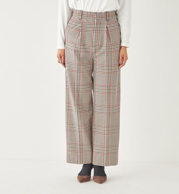 SHIPS Colors 「SHIPS Colors:〈洗濯機可能〉TR チェック タック ワイド パンツ」|スラックス|