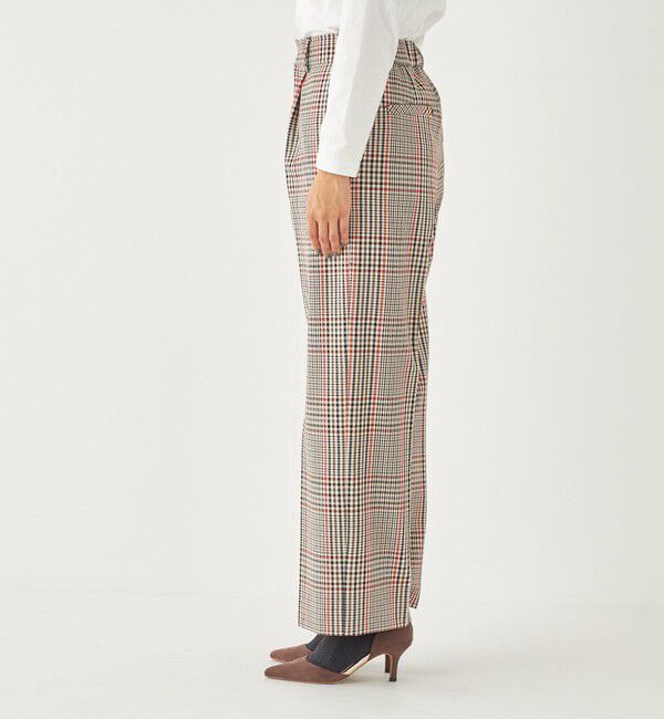 SHIPS Colors 「SHIPS Colors:〈洗濯機可能〉TR チェック タック ワイド パンツ」|スラックス|