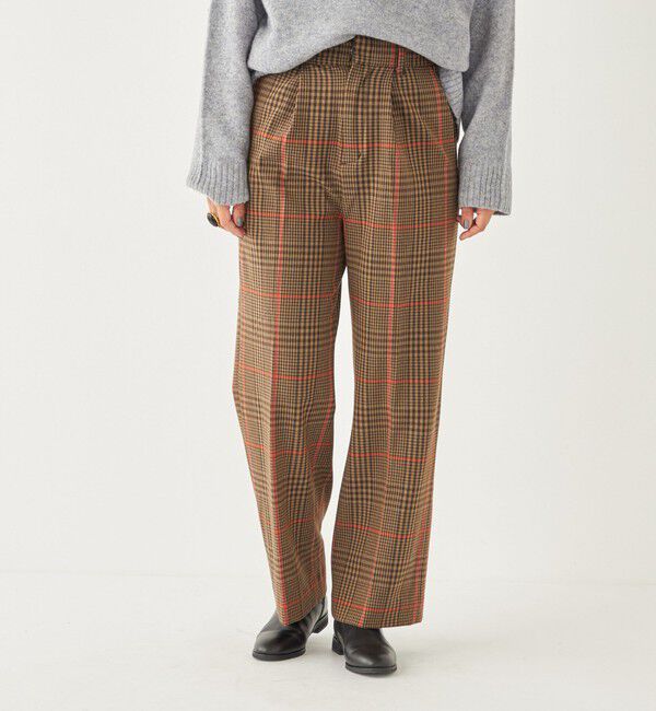 SHIPS Colors 「SHIPS Colors:〈洗濯機可能〉TR チェック タック ワイド パンツ」|スラックス|