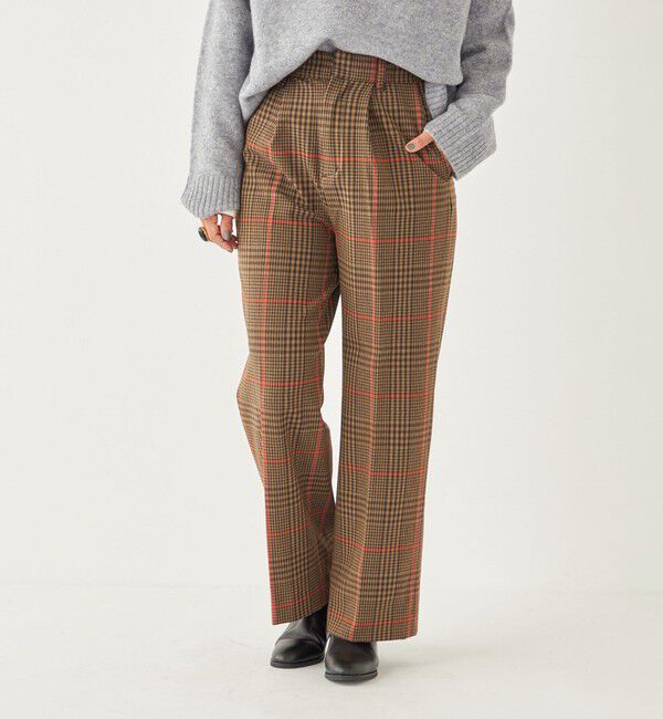 SHIPS Colors 「SHIPS Colors:〈洗濯機可能〉TR チェック タック ワイド パンツ」|スラックス|