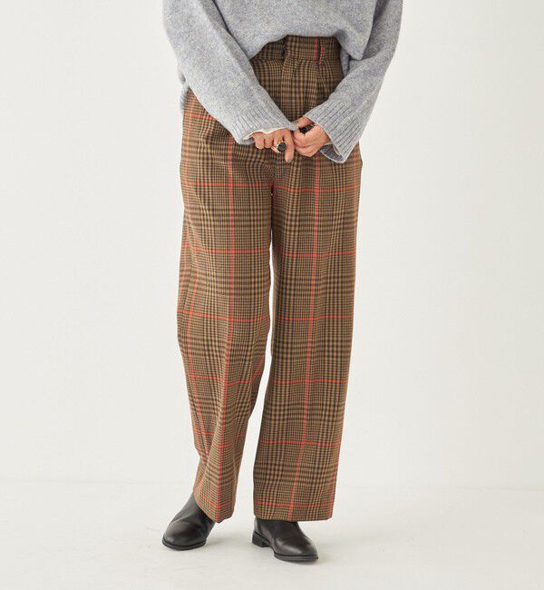 SHIPS Colors 「SHIPS Colors:〈洗濯機可能〉TR チェック タック ワイド パンツ」|スラックス|