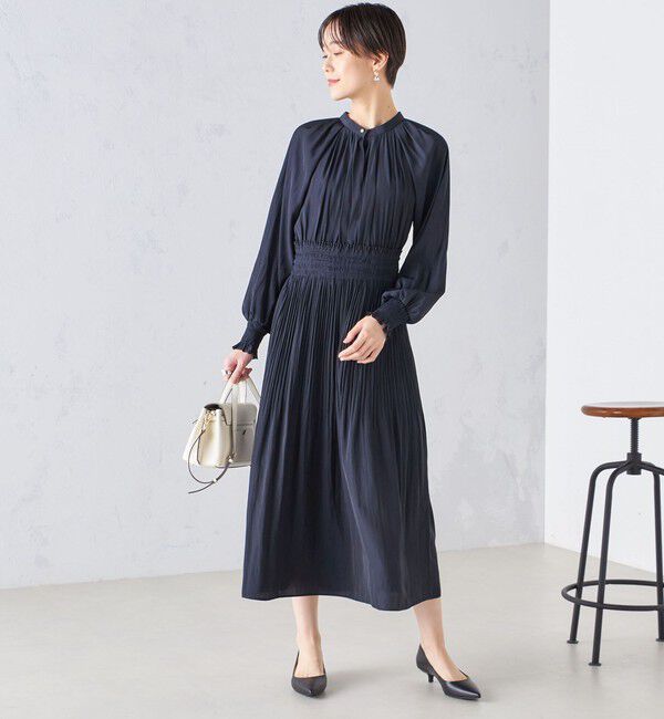 SHIPS for women「ウエスト シャーリング プリーツ ワンピース 24SS ◇」|ワンピース|