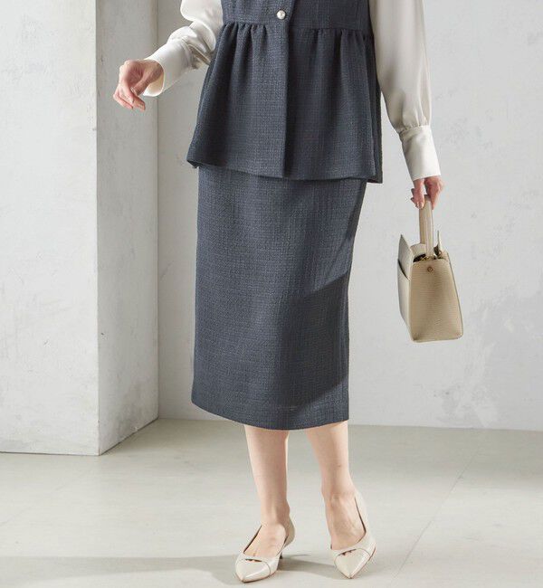 SHIPS for women「〈セレモニー対応可〉スラブ ツイード タイト スカート（セットアップ対応）」|タイト|ネイビー
