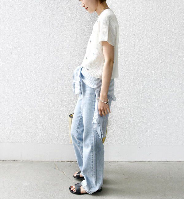 SHIPS for women「【WEB限定】〈手洗い可能〉ハイツイスト コットン ビジュー カノコ ニット」|プルオーバー|