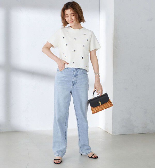 SHIPS for women「【WEB限定】〈手洗い可能〉ハイツイスト コットン ビジュー カノコ ニット」|プルオーバー|