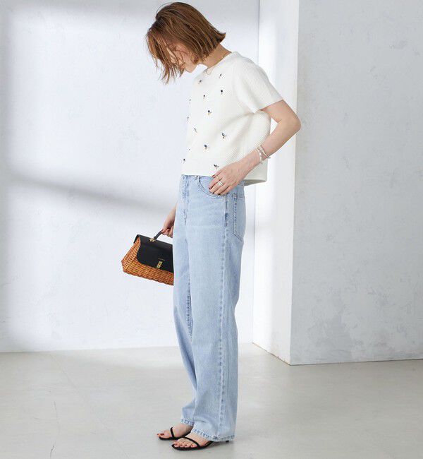 SHIPS for women「【WEB限定】〈手洗い可能〉ハイツイスト コットン ビジュー カノコ ニット」|プルオーバー|