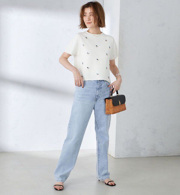 SHIPS for women「【WEB限定】〈手洗い可能〉ハイツイスト コットン ビジュー カノコ ニット」|プルオーバー|