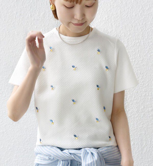 SHIPS for women「【WEB限定】〈手洗い可能〉ハイツイスト コットン ビジュー カノコ ニット」|プルオーバー|