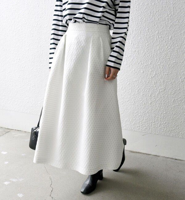 SHIPS any「SHIPS any:〈手洗い可能〉フラワー ジャカード タック スカート」|スカート|