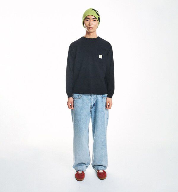 SHIPS「City Ambient Products: スクエアロゴ ポケット ロングスリーブ Tシャツ」|Tシャツ・カットソー|