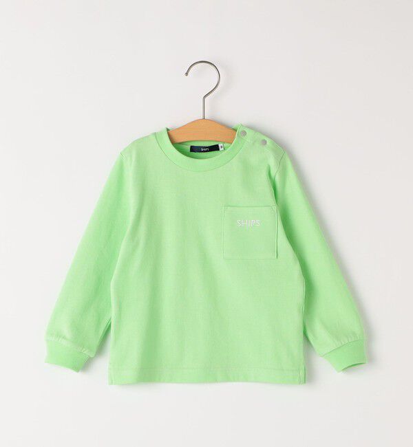 SHIPS KIDS「SHIPS KIDS:80～90cm / SHIPS ロゴ 長袖 TEE」|Tシャツ・カットソー|ライトグリーン