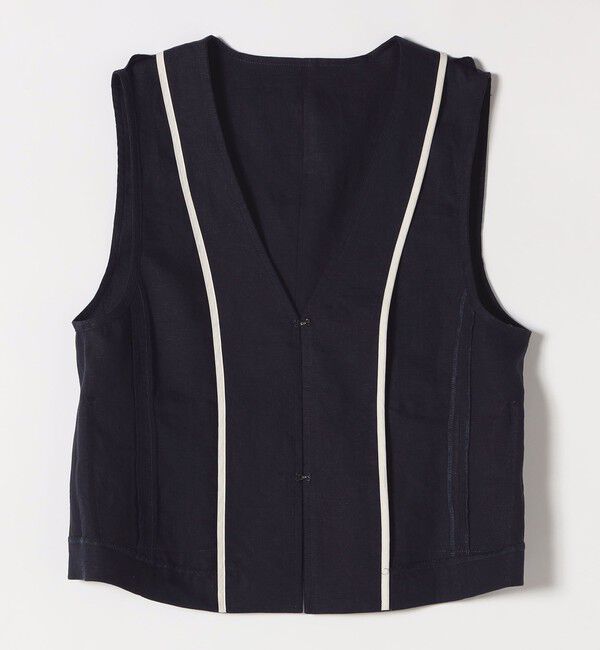 SHIPS any「SHIPS any:〈洗濯機可能〉ヨーロピアンフラックス リネン  Vネック コンパクト ベスト」|ベスト・ジレ|