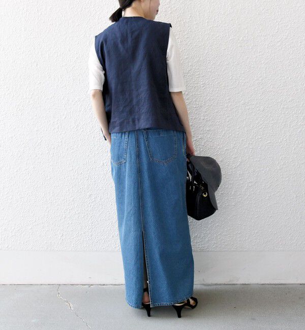 SHIPS any「SHIPS any:〈洗濯機可能〉ヨーロピアンフラックス リネン  Vネック コンパクト ベスト」|ベスト・ジレ|