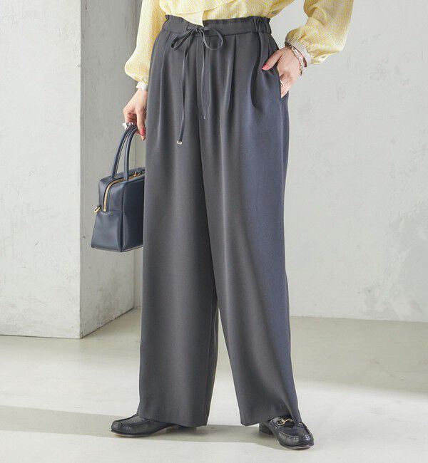 SHIPS for women「〈接触冷感 / 手洗い可能〉アセテート混 バック サテン ワイド パンツ」|その他|