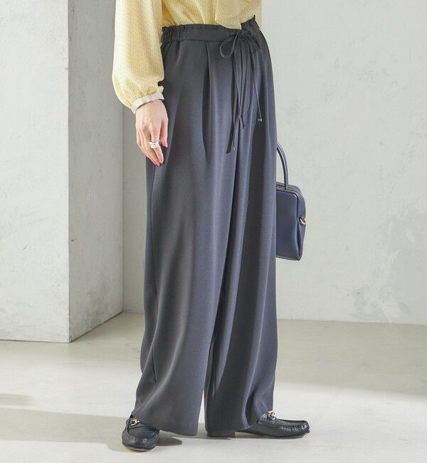 SHIPS for women「〈接触冷感 / 手洗い可能〉アセテート混 バック サテン ワイド パンツ」|その他|