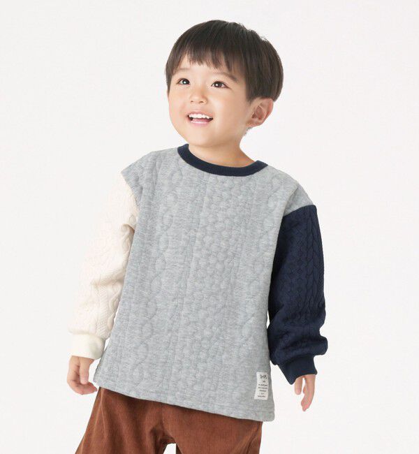 SHIPS Colors 「SHIPS Colors:80～130cm /〈洗濯機可能〉キルティング ケーブル トップス」|Tシャツ・カットソー|グレー