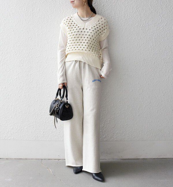 SHIPS any「《予約》SHIPS any:〈手洗い可能〉コットン ミックス 透かし編み Vネック ベスト」|ベスト・ジレ|