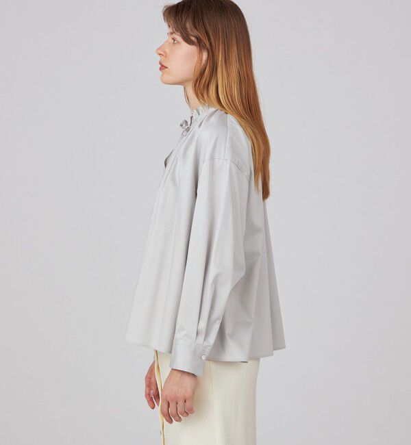 Ballsey「ハイカウントサテン ネックフリルブラウス」|シャツ・ブラウス|