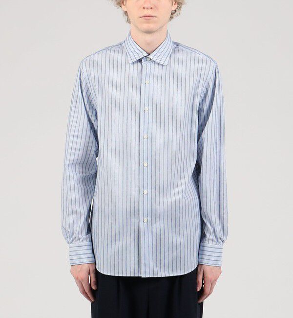 TOMORROWLAND MENS「120/2コットン ストライプ ワイドスプレッドカラーシャツ」|シャツ・ブラウス|