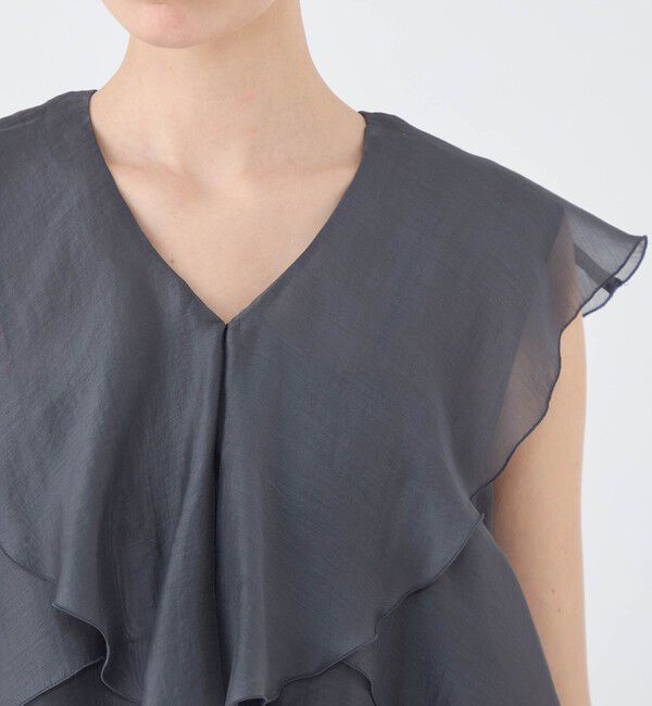 Ballsey「セルロースポリエステルオーガンジー フリルブラウス」|シャツ・ブラウス|