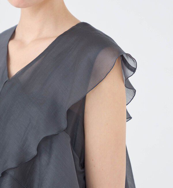 Ballsey「セルロースポリエステルオーガンジー フリルブラウス」|シャツ・ブラウス|