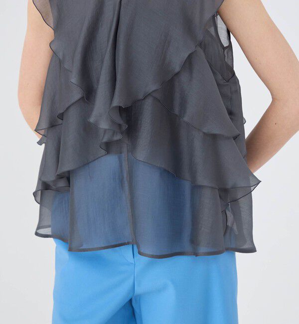 Ballsey「セルロースポリエステルオーガンジー フリルブラウス」|シャツ・ブラウス|