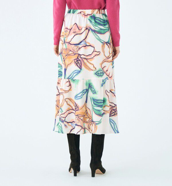 Ballsey「ドゥードルフラワープリント ロングギャザースカート」|フレア|