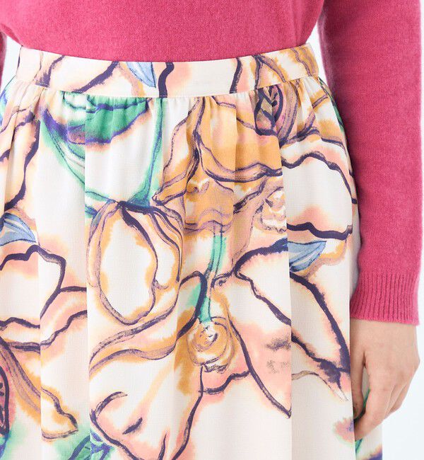 Ballsey「ドゥードルフラワープリント ロングギャザースカート」|フレア|