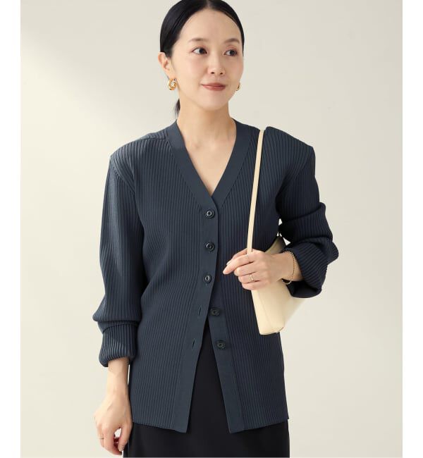 Plage「《追加》R&rsquo;IAM RIBシェイプカーディガン」|カーディガン|グレー