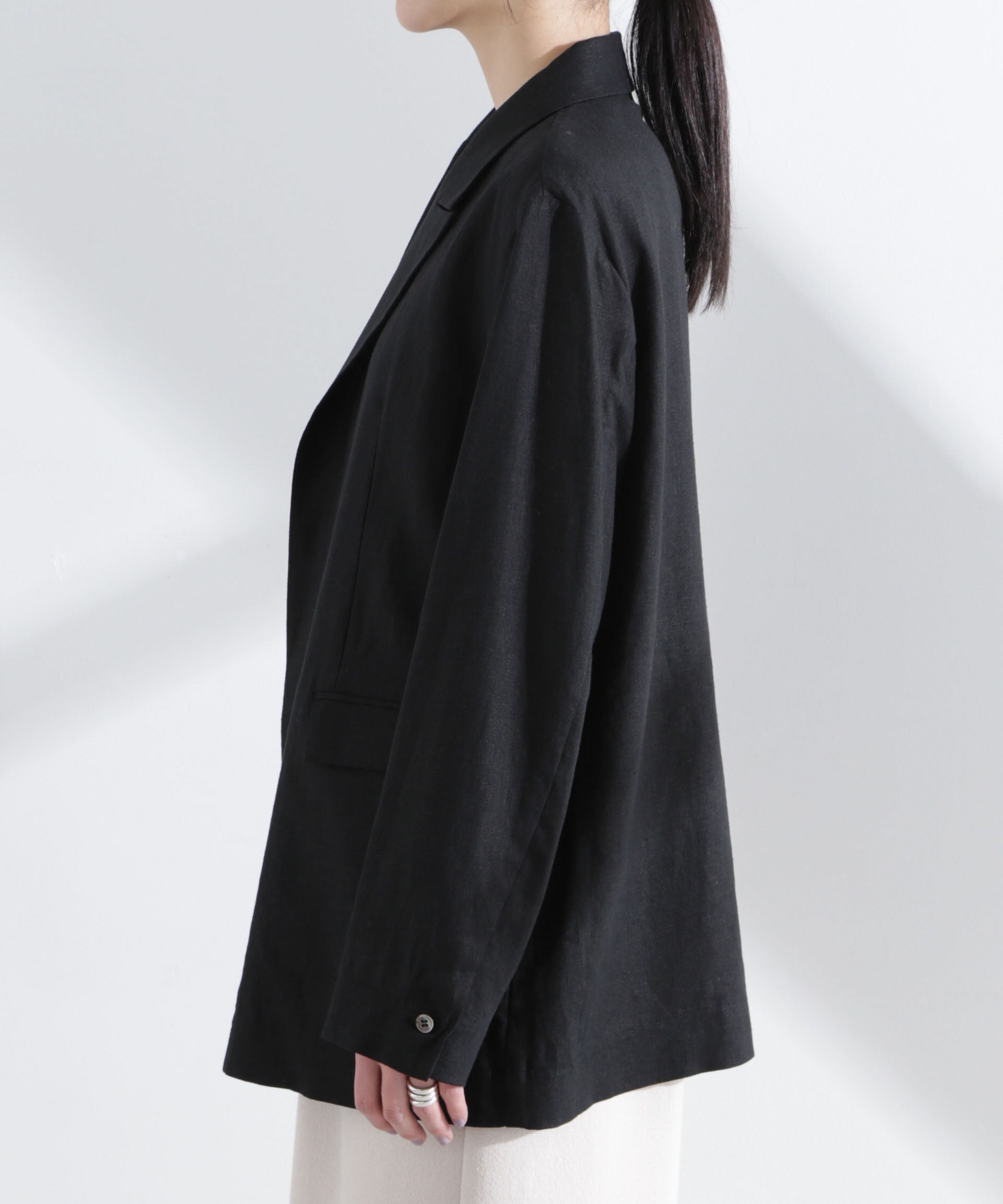 nano･universe「リネン混ボタンレスジャケット(セットアップ可)」|テーラードジャケット|