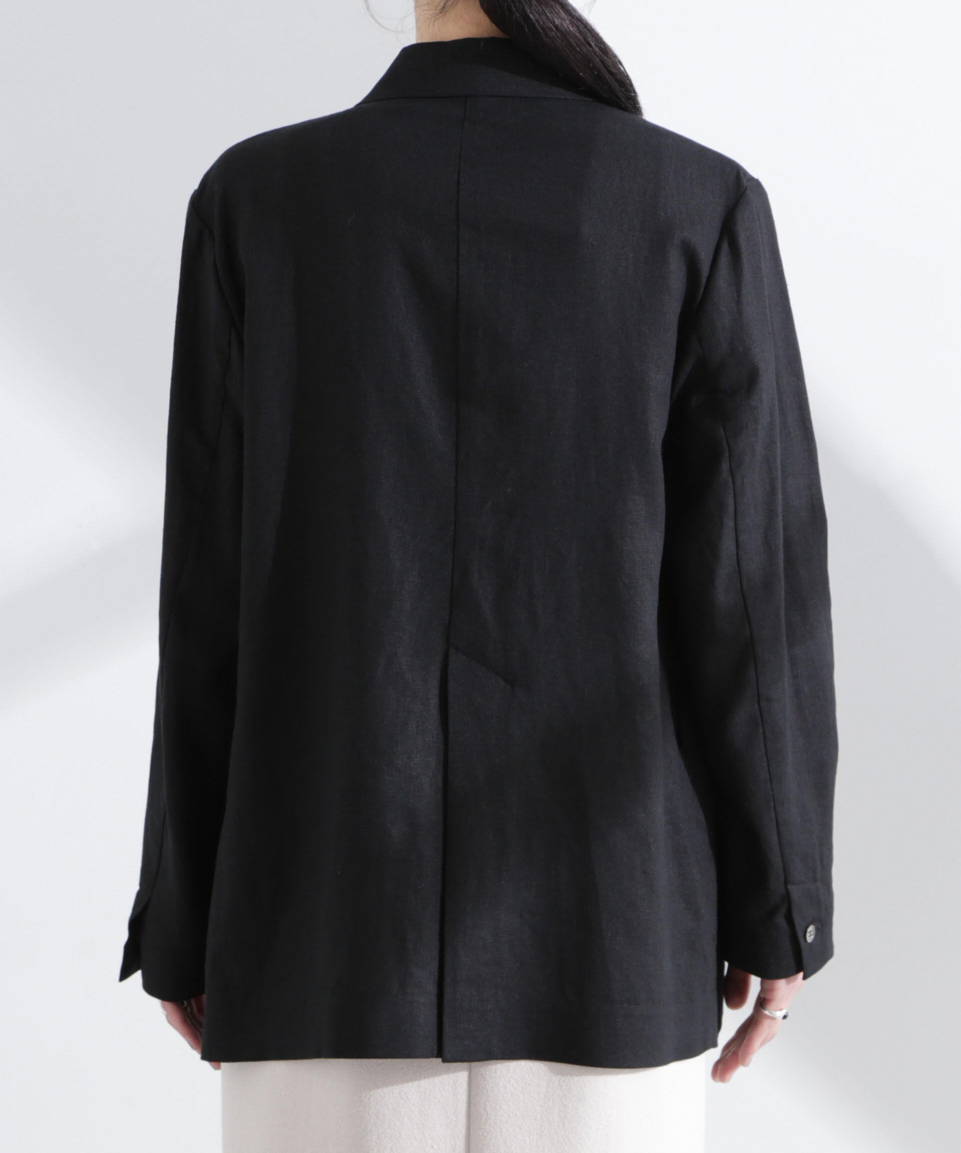 nano･universe「リネン混ボタンレスジャケット(セットアップ可)」|テーラードジャケット|