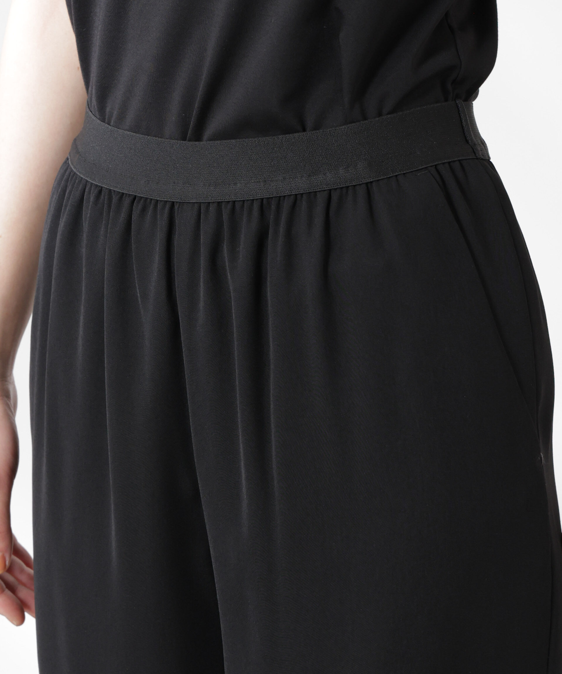 nano･universe「ダブルクロスゴムベルトテーパードパンツ (セットアップ可)」|チノ|