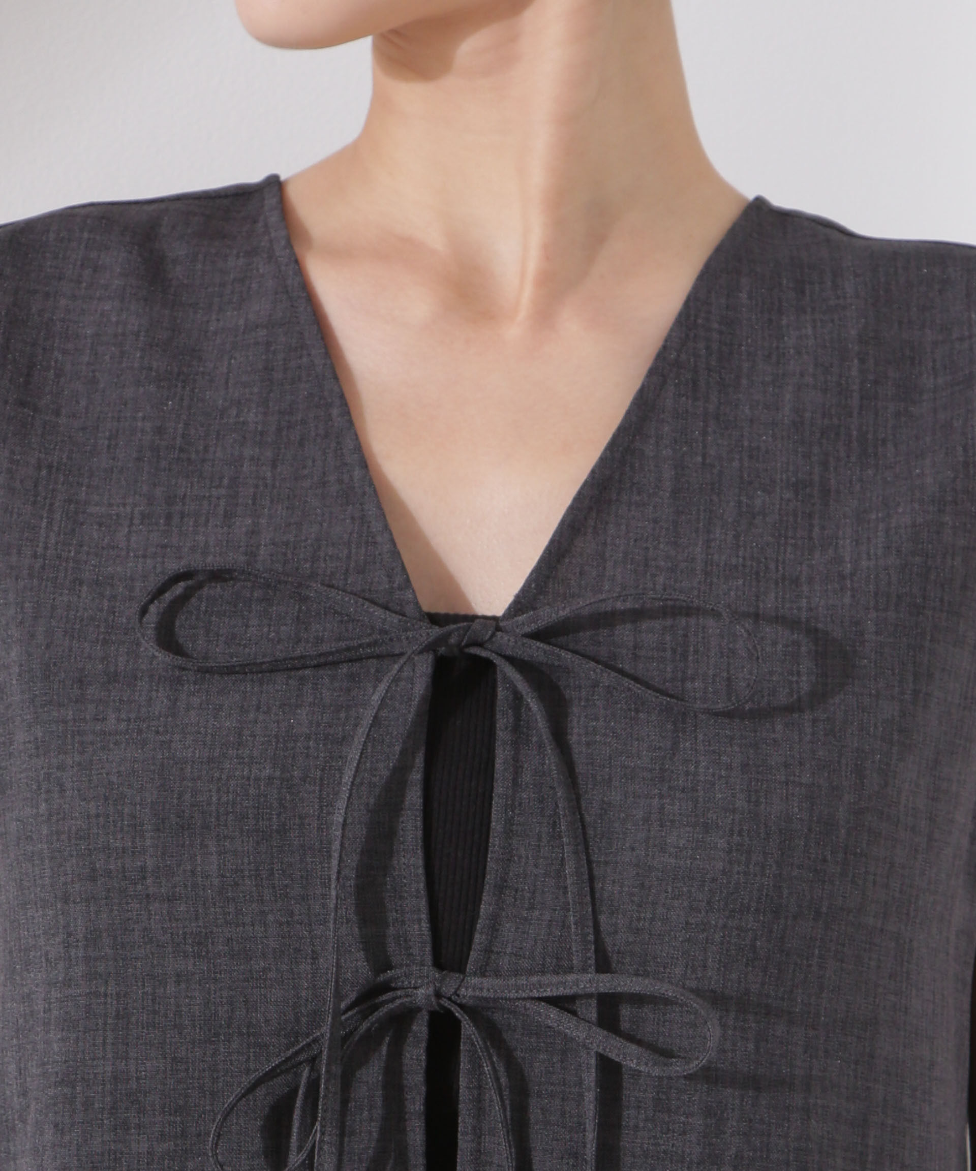 nano･universe「前後２wayリネンライクリボン結びジレブラウス（セットアップ可）」|シャツ・ブラウス|