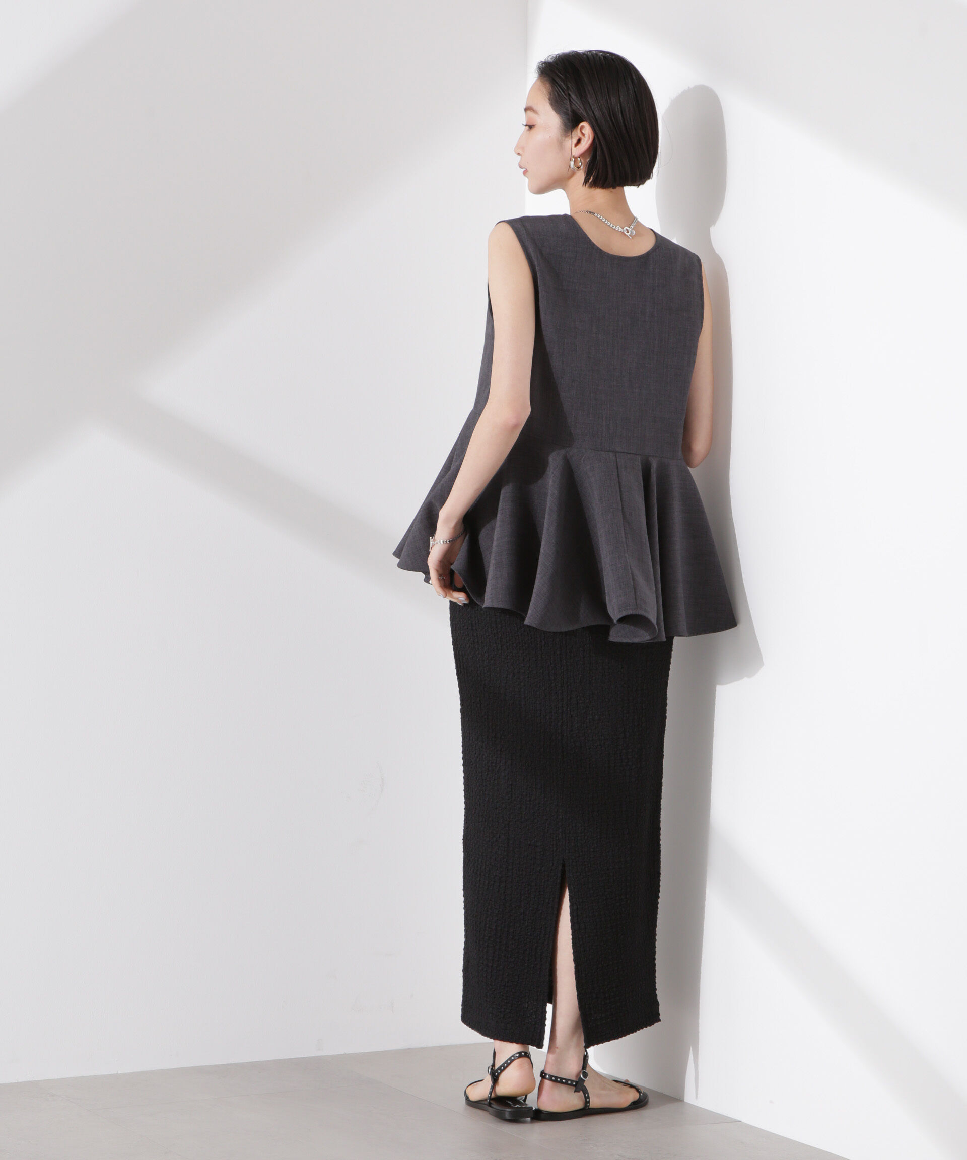 nano･universe「前後２wayリネンライクリボン結びジレブラウス（セットアップ可）」|シャツ・ブラウス|