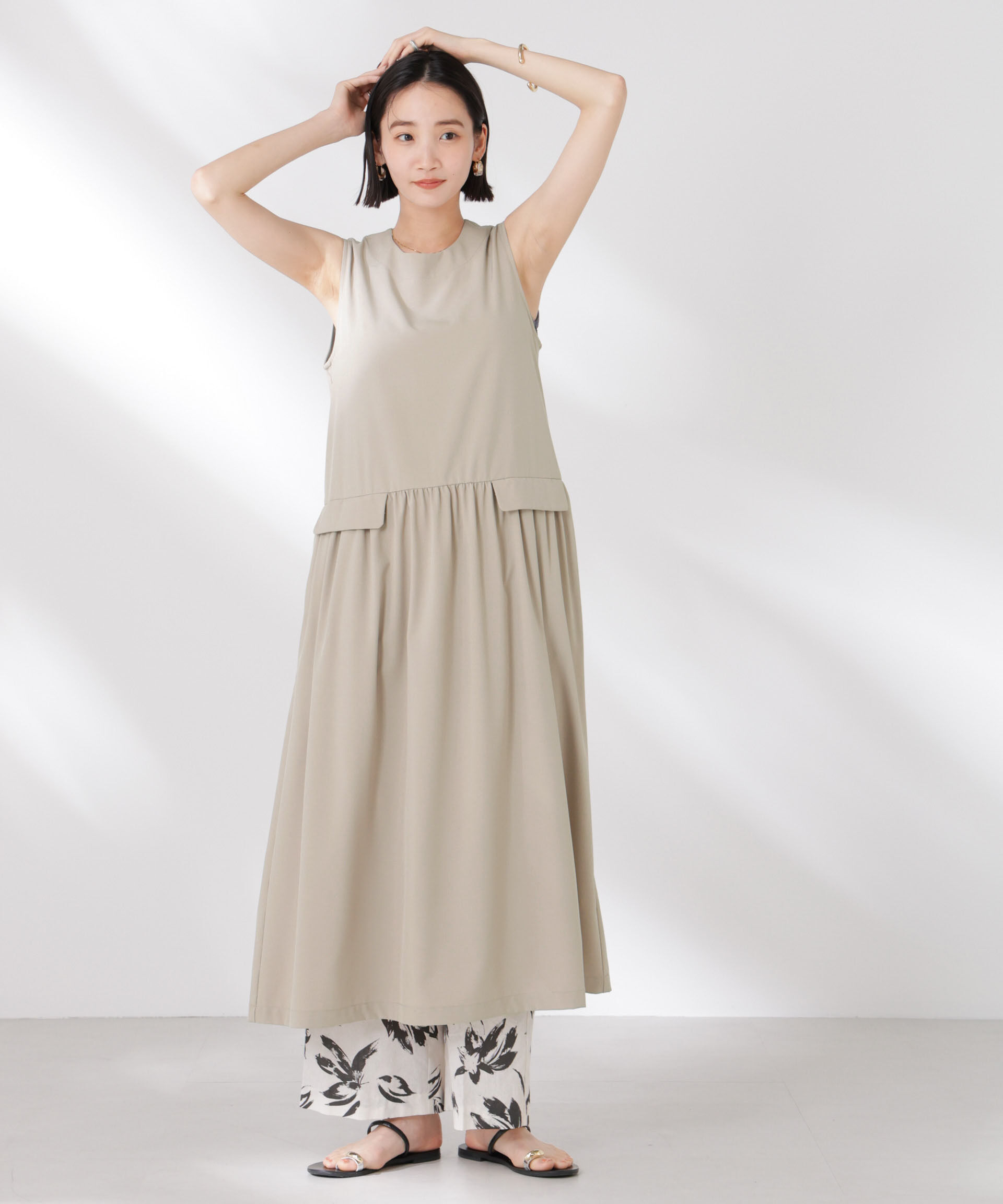 nano･universe「ウェスト切り替えワンピース」|ワンピース|ベージュ