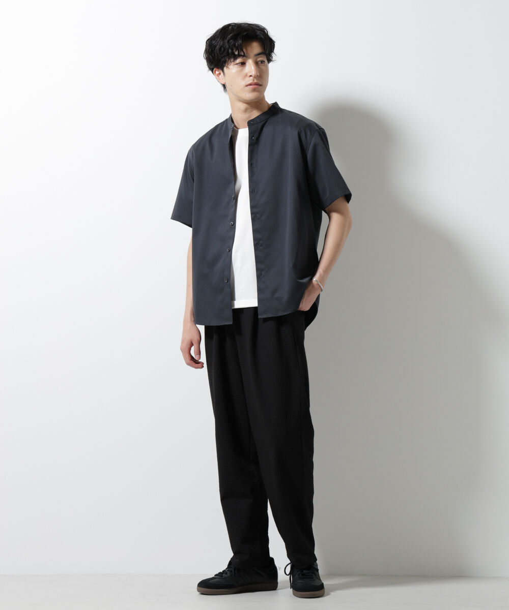 nano･universe「ジャージーサッカーワイドテーパードパンツ」|チノ|