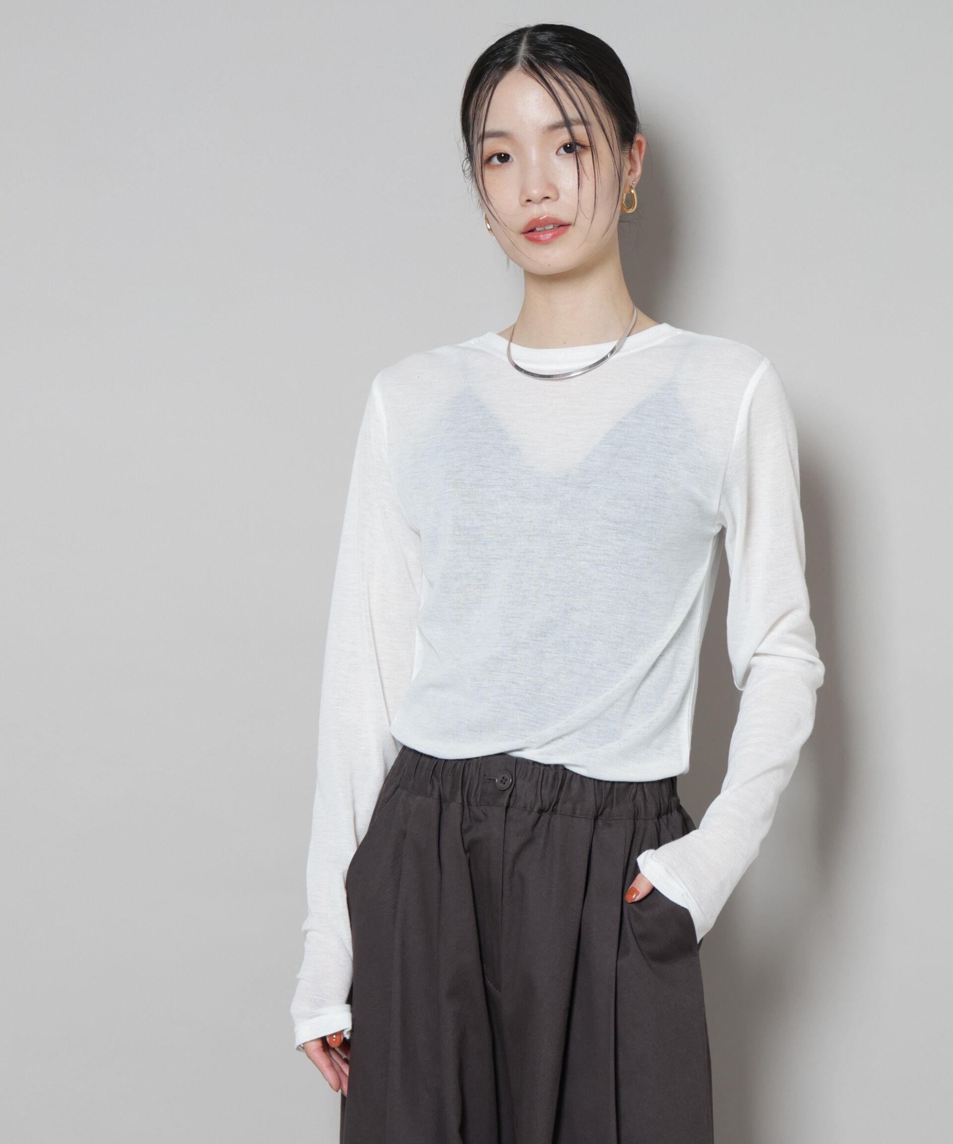 nano･universe「前後2wayシアーフライスカットトップス」|Tシャツ・カットソー|