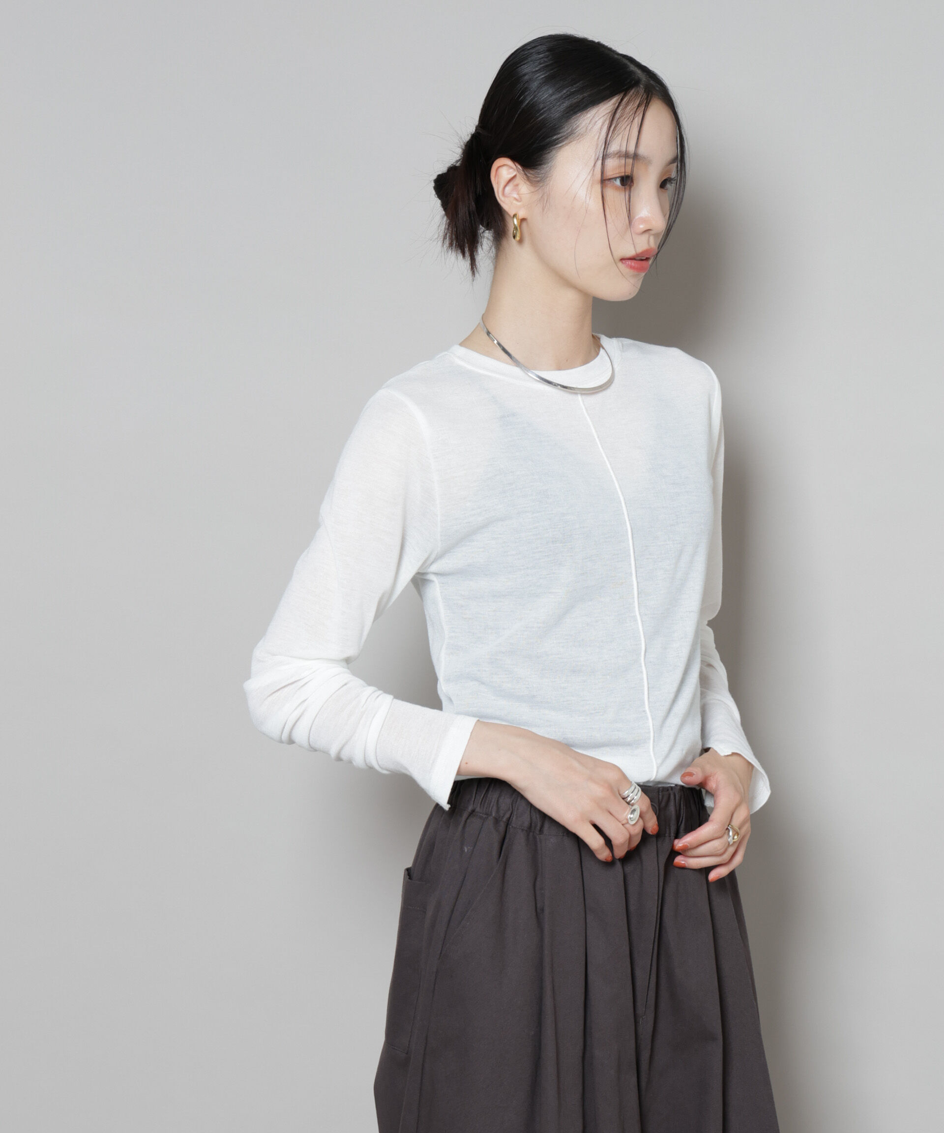 nano･universe「前後2wayシアーフライスカットトップス」|Tシャツ・カットソー|