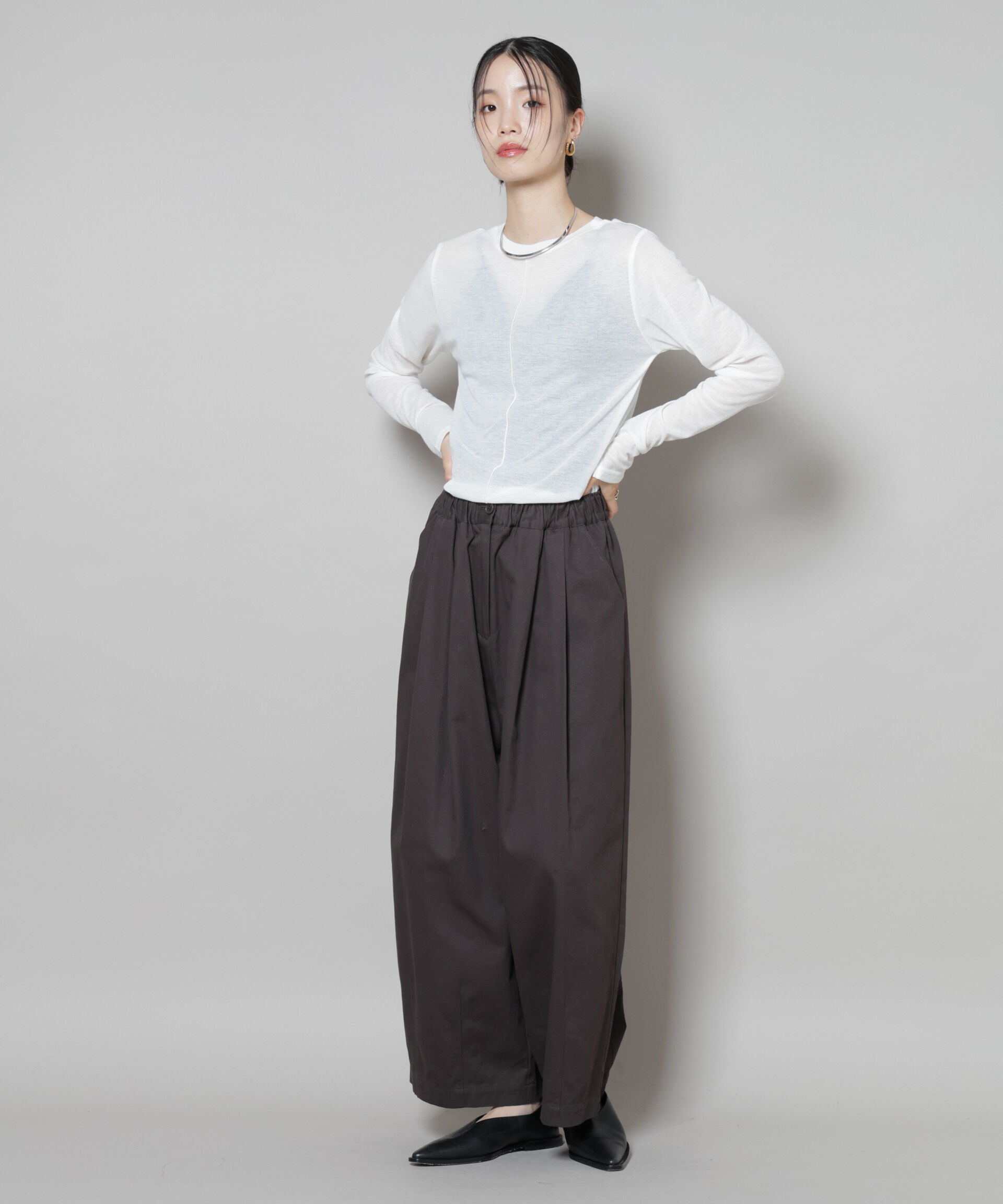 nano･universe「前後2wayシアーフライスカットトップス」|Tシャツ・カットソー|