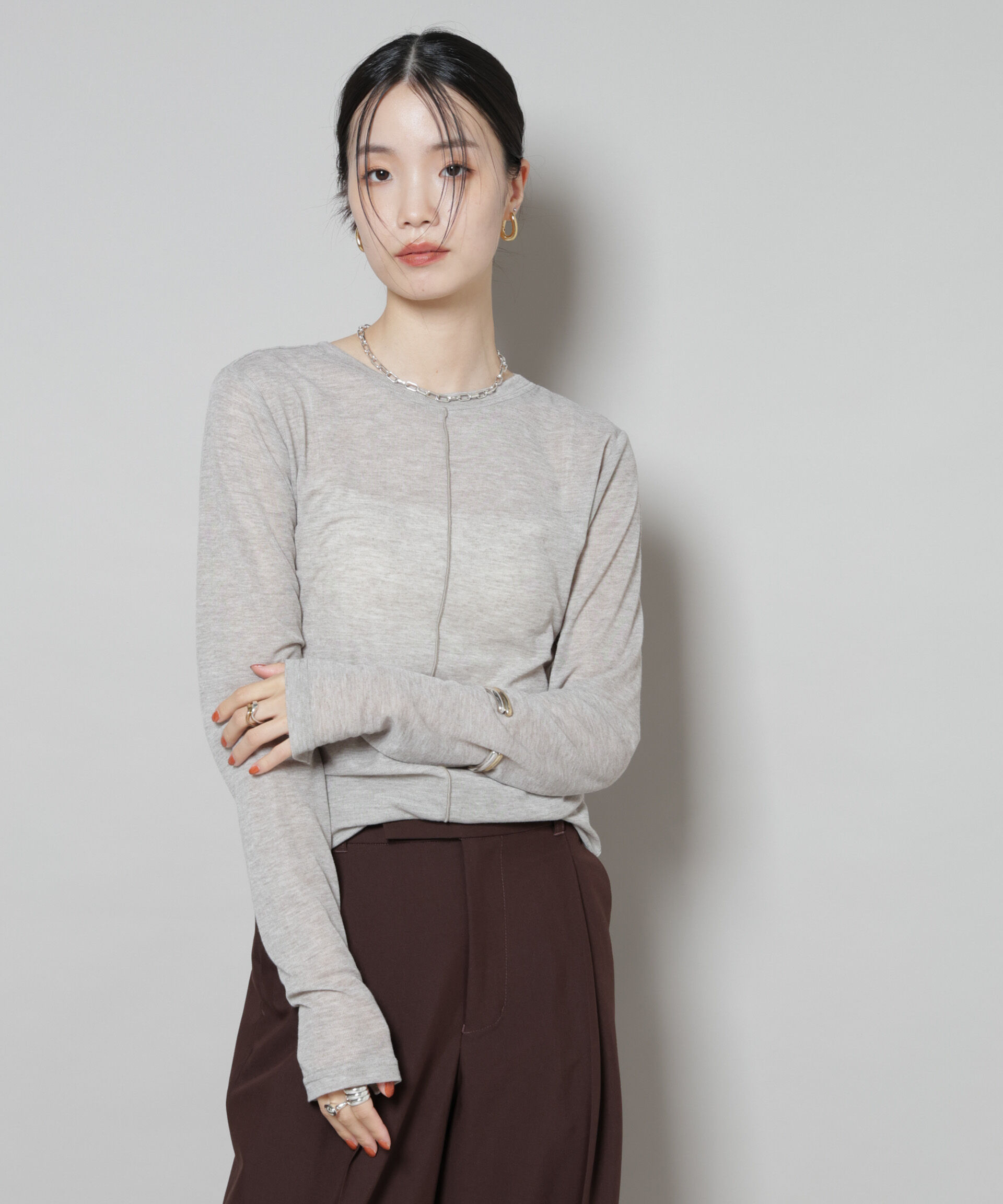 nano･universe「前後2wayシアーフライスカットトップス」|Tシャツ・カットソー|モカ3