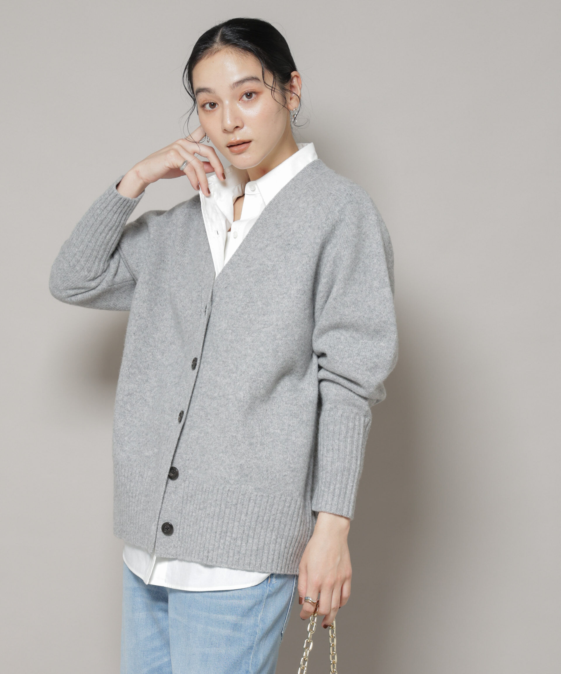 nano･universe「AQUAウールカシミヤVネックカーディガン」|ニット・セーター|