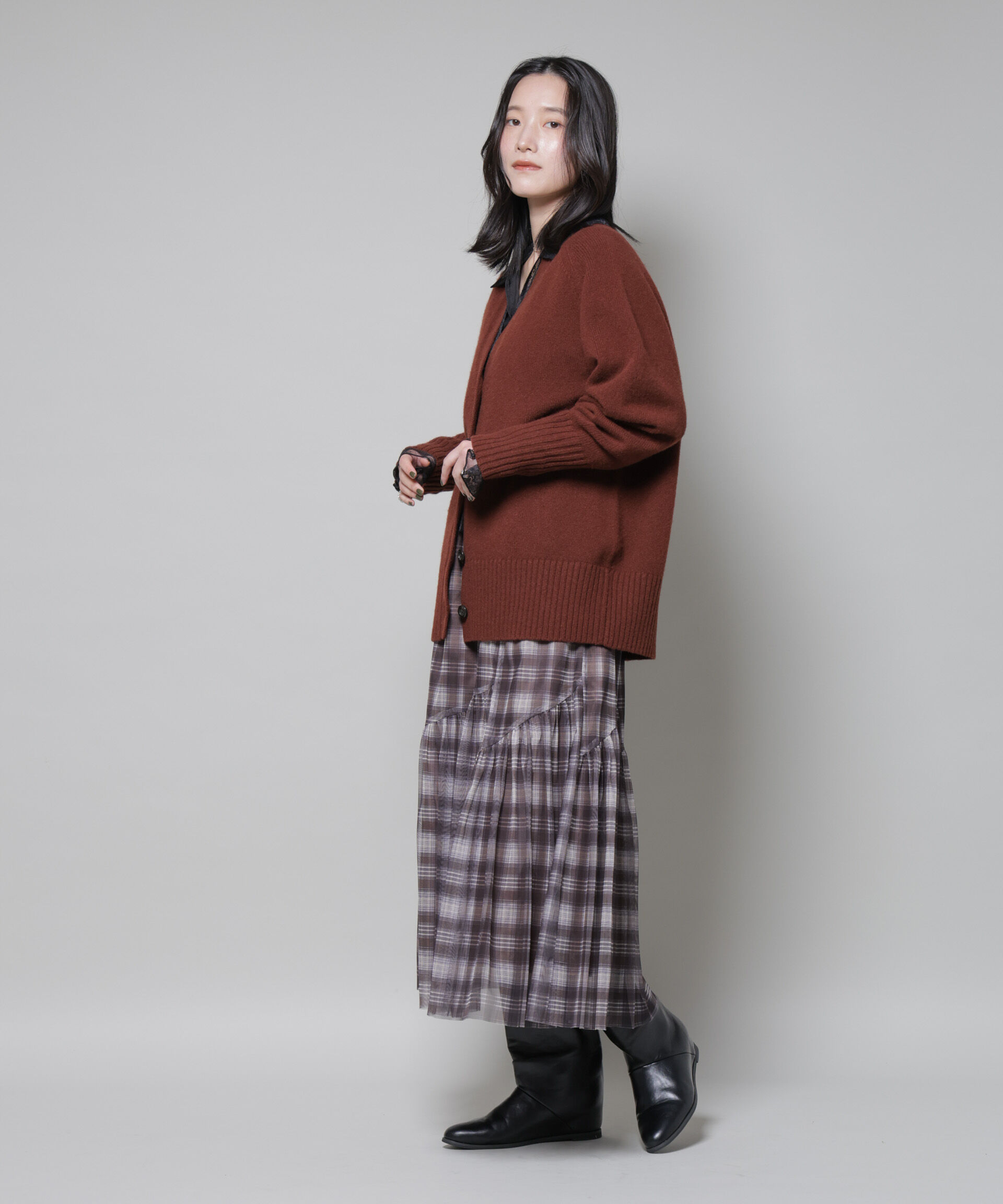 nano･universe「AQUAウールカシミヤVネックカーディガン」|ニット・セーター|