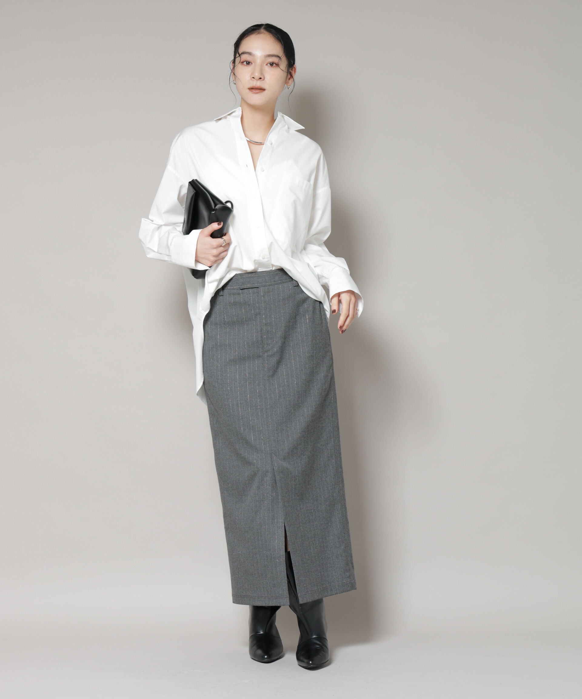 nano･universe「ラメストライプスーチングIラインスカート」|スカート|